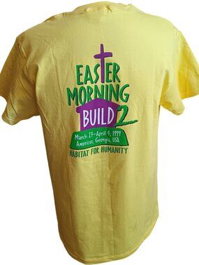 True Vintage T-shirt Large 1999 Hanes Beefy-T Easter Morning 2 Habitat Humanity